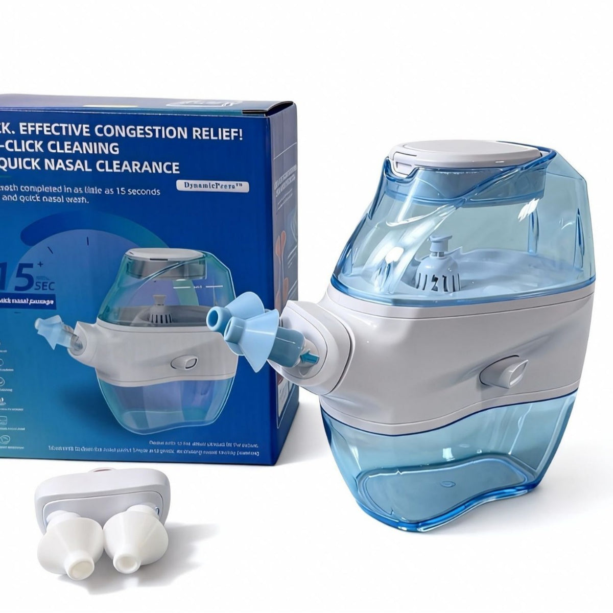 STILLWELL electric nasal irrigator with retail box and saline nozzle attachments
