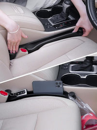 STILLWELL car seat gap organizer installed next to a phone and keys